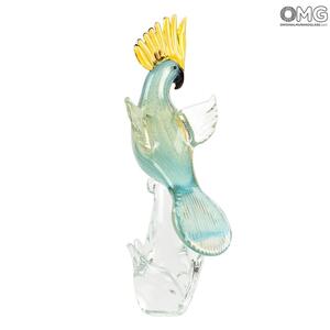 2897 ORIGINALMURANOGLASS Скульптура - Голубой попугай какаду - Original Murano Glass OMG 15 см