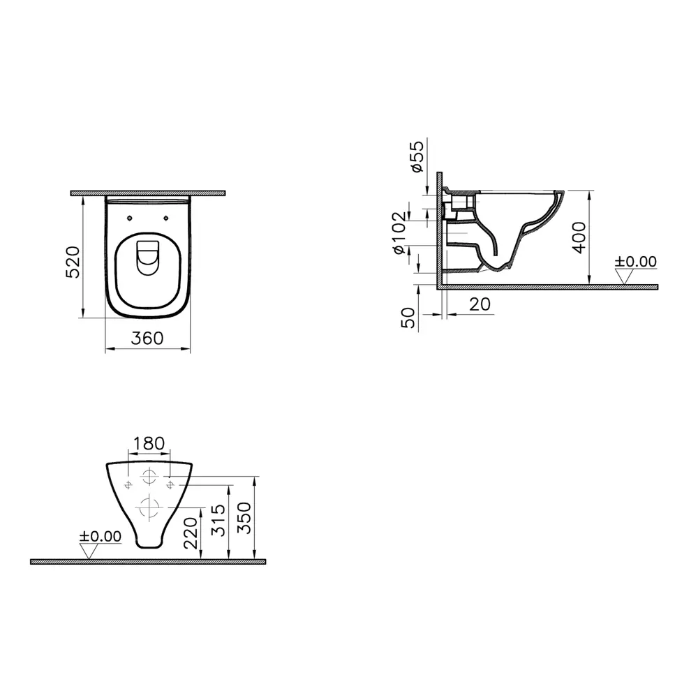 Унитаз подвесной безободковый VitrA Aster STLM-2007989 - Вид №11