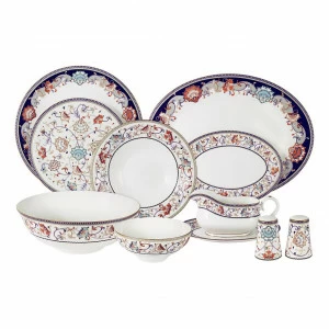 Сервиз обеденный фарфоровый белый с синим на 6 персон, 27 предметов "Королева Анна" ANNA LAFARG EMILY КОРОЛЕВА АННА 00-3946654 Белый;синий