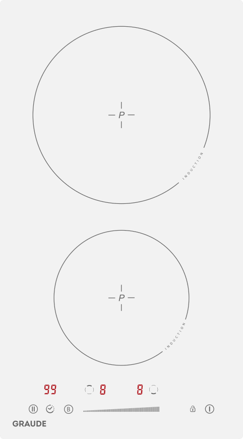 IK 30.1 W Индукционные варочные панели / 288 х 56 х 520 мм, индукционная варочная панель premium, сенсорное управление, 9 ступений нагрева,режим усиленного нагрева booster, функция таймера, функция распознования диаметра посуды, индикация остаточного тепл Santreyd 