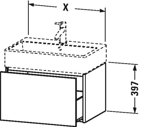 XS409200909 XSquare Тумбочка подвесная Светло-голубой матовый декор Duravit - Вид №3
