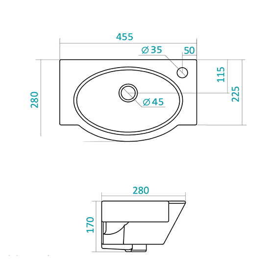 101634 Подвесная раковина настенная прямоугольная SANTEK  белая  - Вид №1