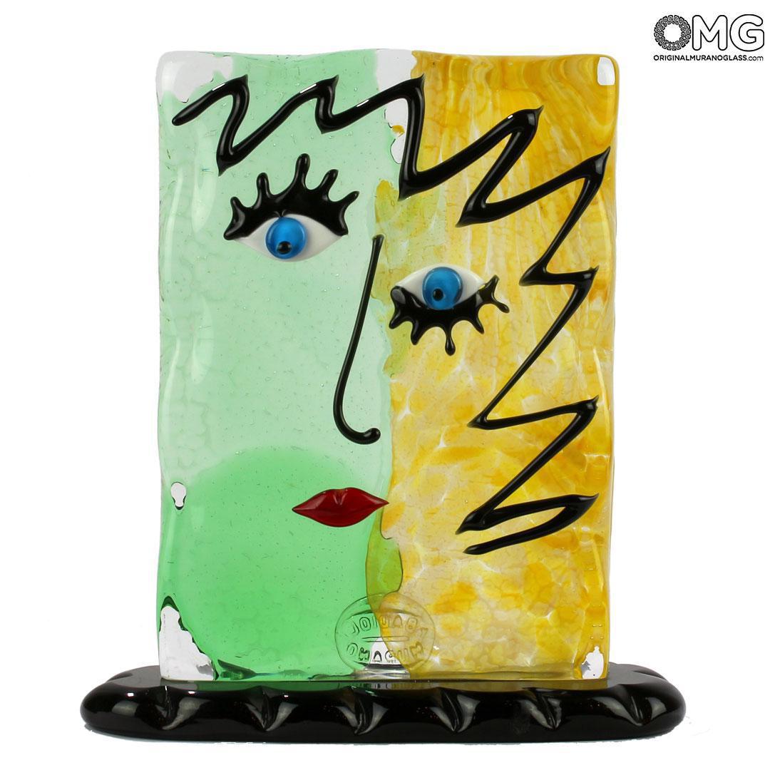 4710 ORIGINALMURANOGLASS Скульптура Голова Женщины - Pop Art - Original Murano Glass OMG 19 см PICASSO - Вид №1