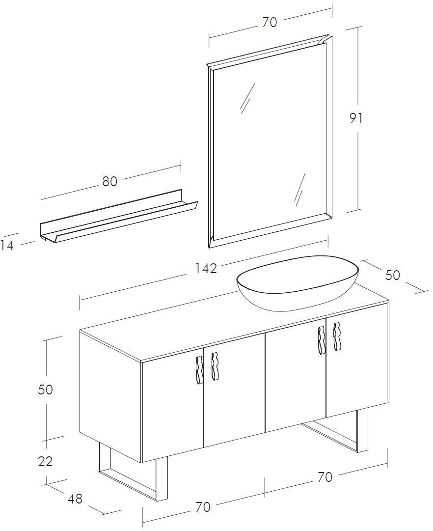 LEGNOBAGNO Тумба под умывальник одноэтажная с дверцами Life sun-id-1344954 - Вид №4