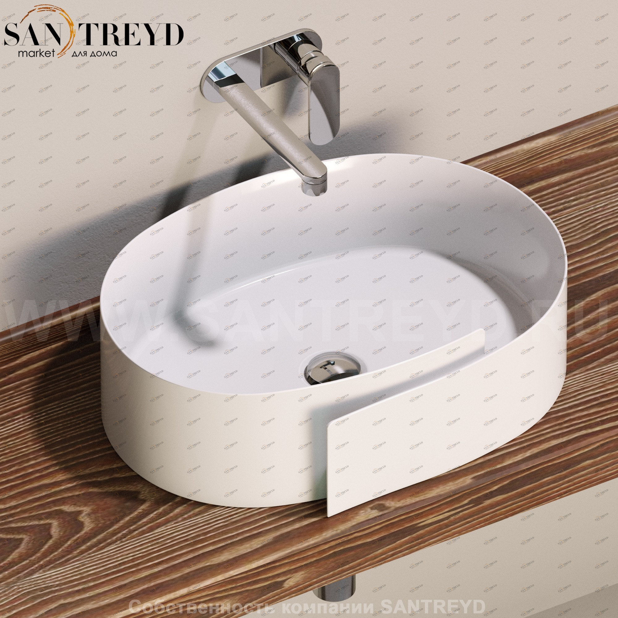 RL56L9016 Накладная раковина на столешницу  овальная Ceramica Flaminia Roll