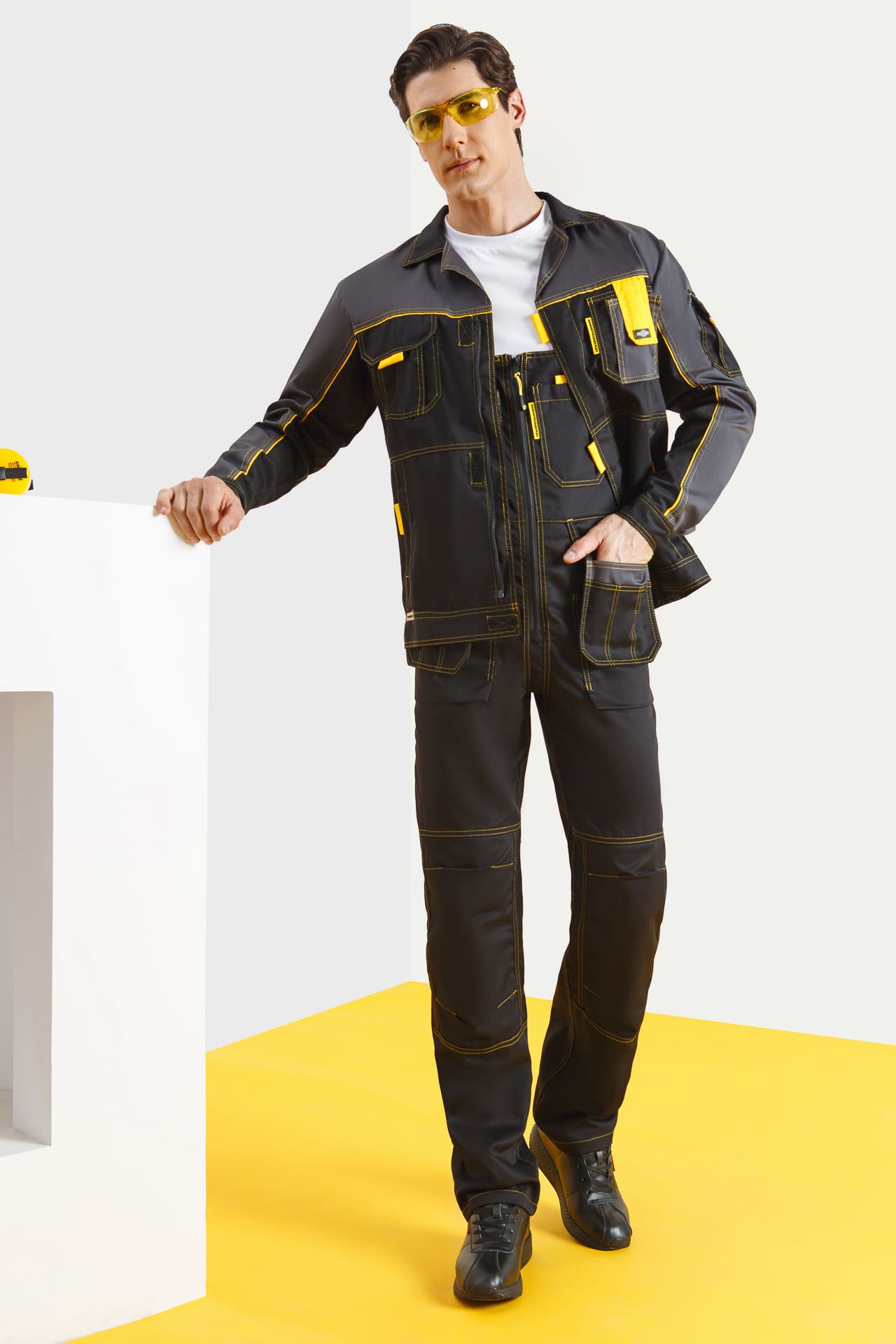 4956833 Костюм "Профессионал-2" черный-графит-желтый GENESIS  Летняя спецодежда  размер 60-62/170-176  - Вид №7