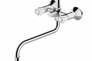 Смеситель для ванны с длинным изливом и аксессуарами DUO F6133186CP-LB-RUS bravat