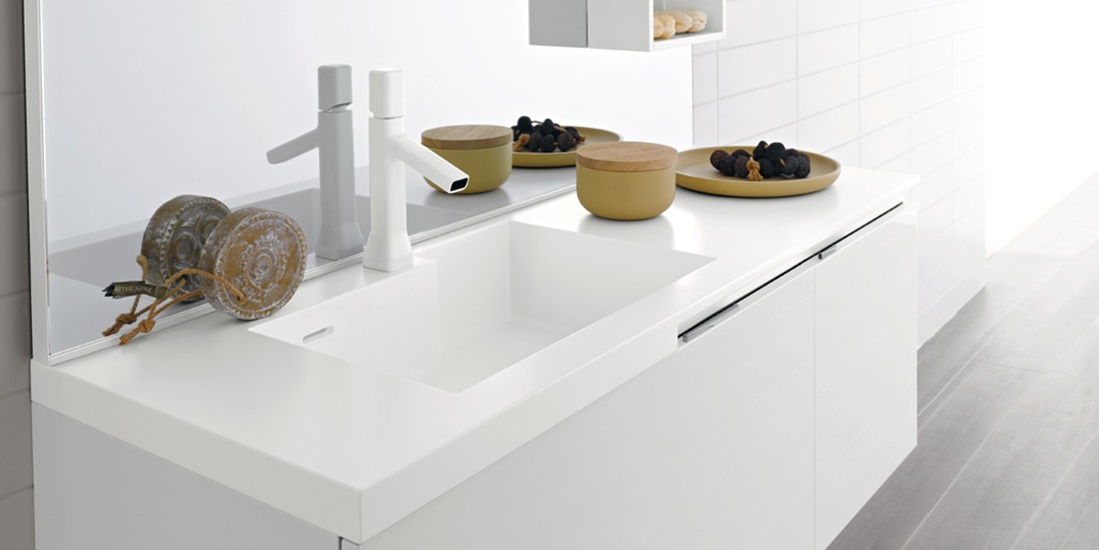 Комбинация ванной комнаты FLY102 в отделке INFINITY Milltek/Bianco MILLDUE FLY - Вид №1