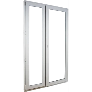 Балконная дверь ПВХ Deceuninck двустворчатая 2100x1200 мм (ВxШ) двуxкамерный стеклопакет белый/белый