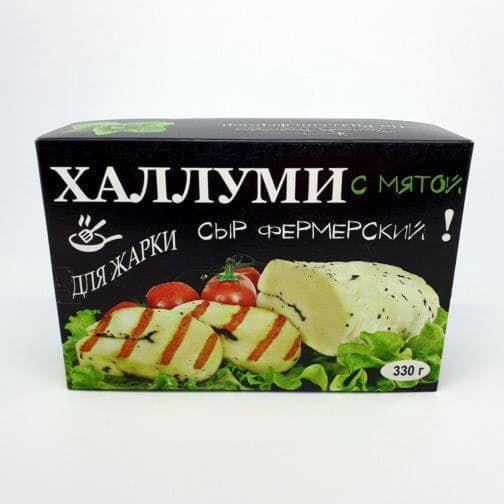 Сыр Халлуми фермерский с мятой для жарки полутвёрдый коровий БЗМЖ Santreyd 5808 - Вид №1