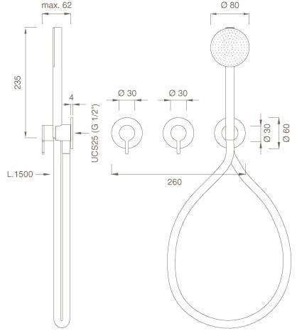 Ceadesign Настенный термостатический смеситель для ванны / душа Innovo Inv 60h - Вид №1