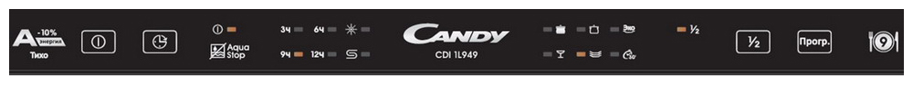 CDI 1L949-07 Узкая, 82х44.86х57 см, 9 комплектов, 6 программ, 49 дб, таймер, расход 8 л, 1/2 загрузка, aqua stop Candy Santreyd  - Вид №1