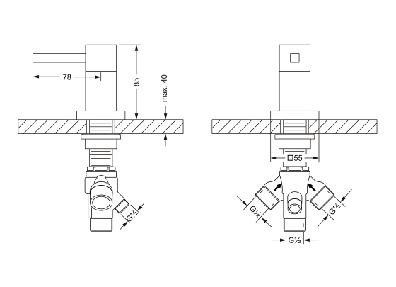 Переключатель на два положения ½", монтаж на борт ванны JOERGER Empire Royal 626.40.750.000 - Вид №1