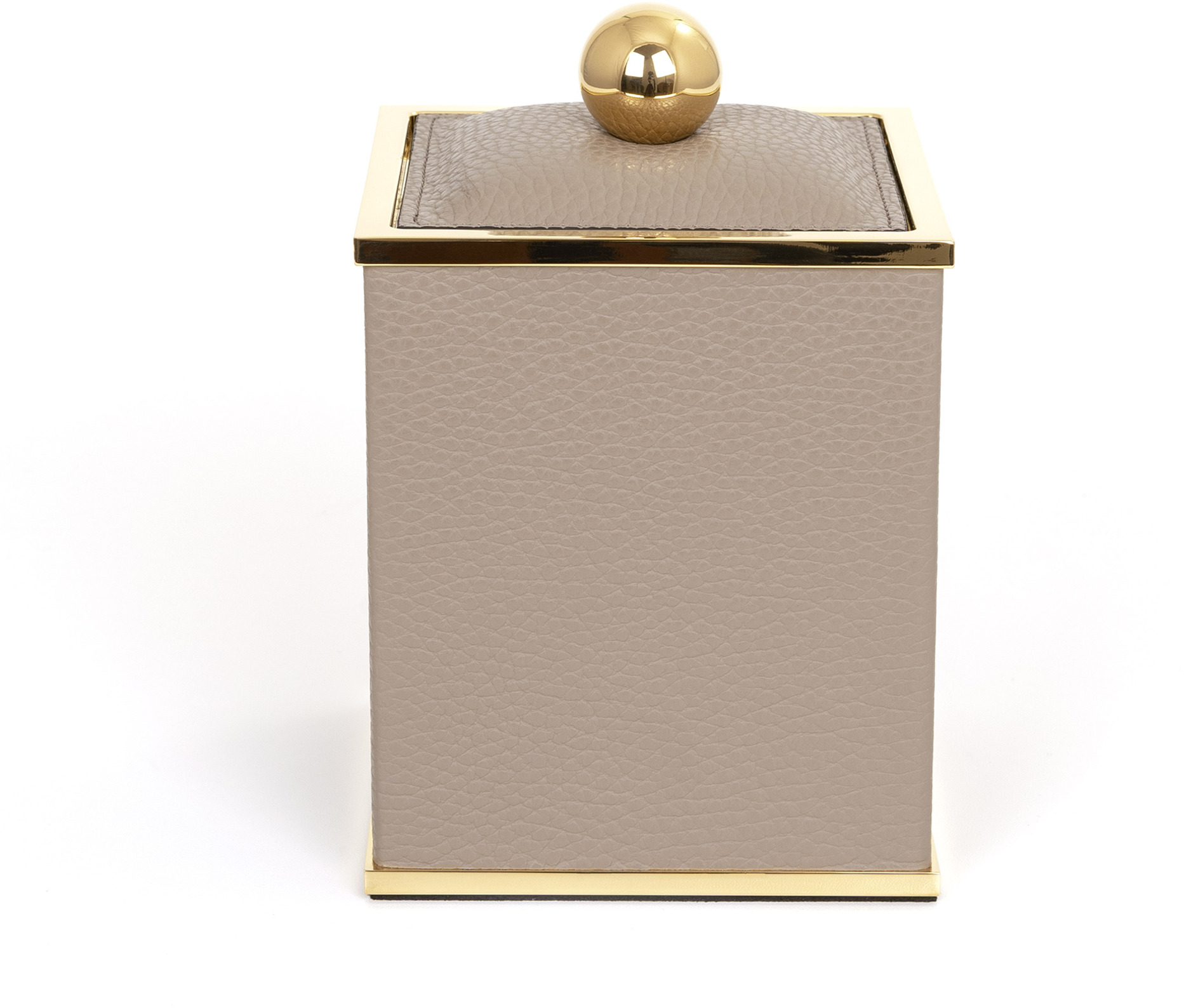 Держатель для ватных дисков Olimpia Square Square - 10,5X10,5XH15 см / металл-отделка_золото / плетеная кожа_кремовый