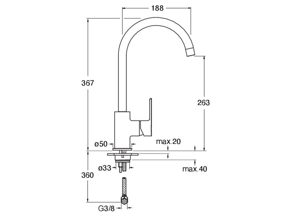 Смеситель для кухни с одной ручкой CRISTINA Rubinetterie Prime ARCH-00107137 - Вид №2