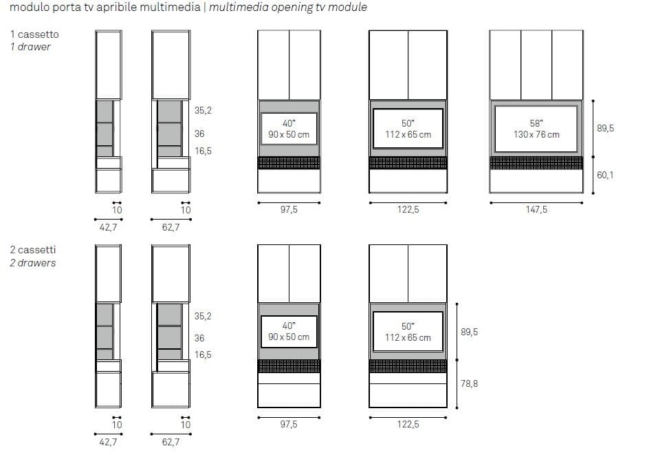 Стена оборудована открывающейся подставкой для телевизора Caccaro ARCH-00042813 - Вид №3