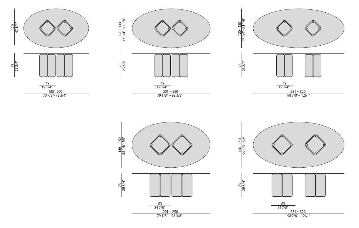 Овальный Хрустальный обеденный стол Porada двадцать четыре ARCH-00142725 - Вид №3