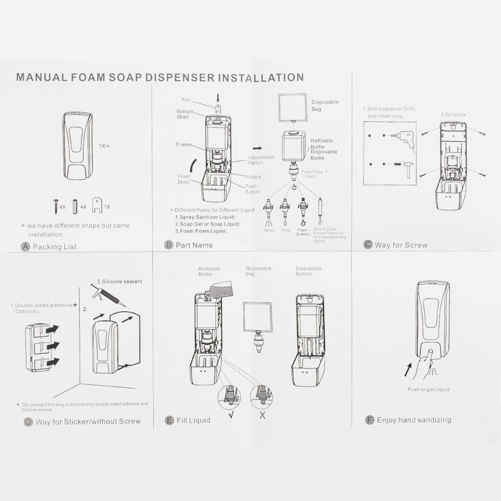 GFmark - Дозатор СЕНСОРНЫЙ, ПЕНА, пластик АБС, БЕЛЫЙ, большой, с окошком, 1000 мл, код: 718  - Вид №7
