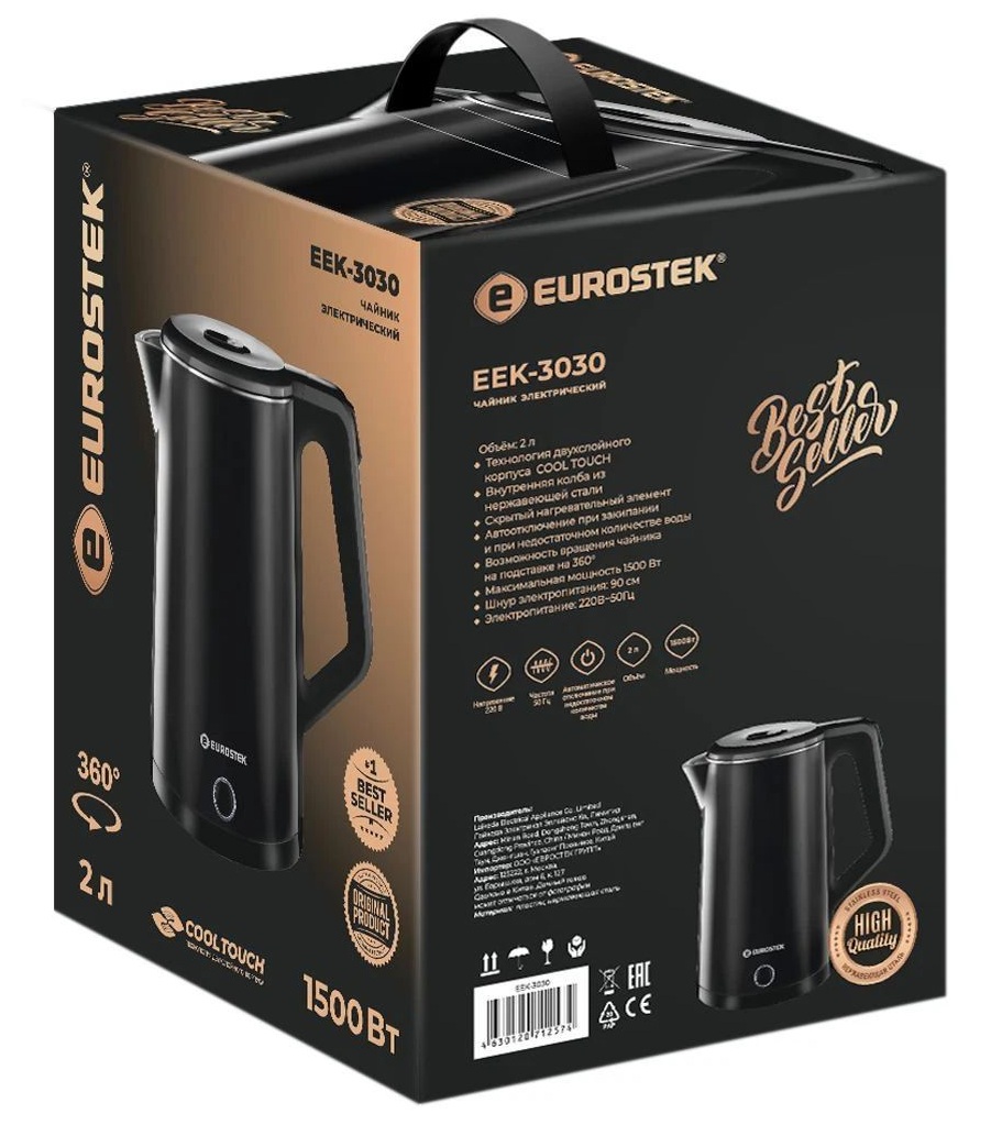 9974050 Электрочайник Eurostek EEK-3030 черный STDN-0134676 - Вид №1