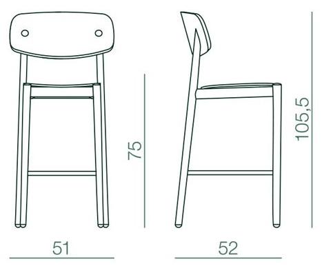 Bedont Высокий деревянный табурет со встроенной подушкой Fizz sun-id-1498608 - Вид №2