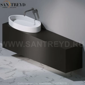 C181V3.105 Настенный туалетный столик с 1 ящиком с отверстием для раковин слева черный матовый A. e T. Italia P35