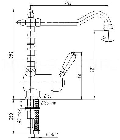 Paini - 64F3588ANTKM смеситель для кухни  - Вид №1
