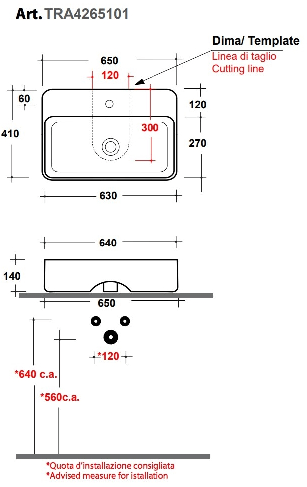 Накладная раковина на столешницу  овальная Olympia Ceramica Tratto sun-id-1481789 - Вид №5