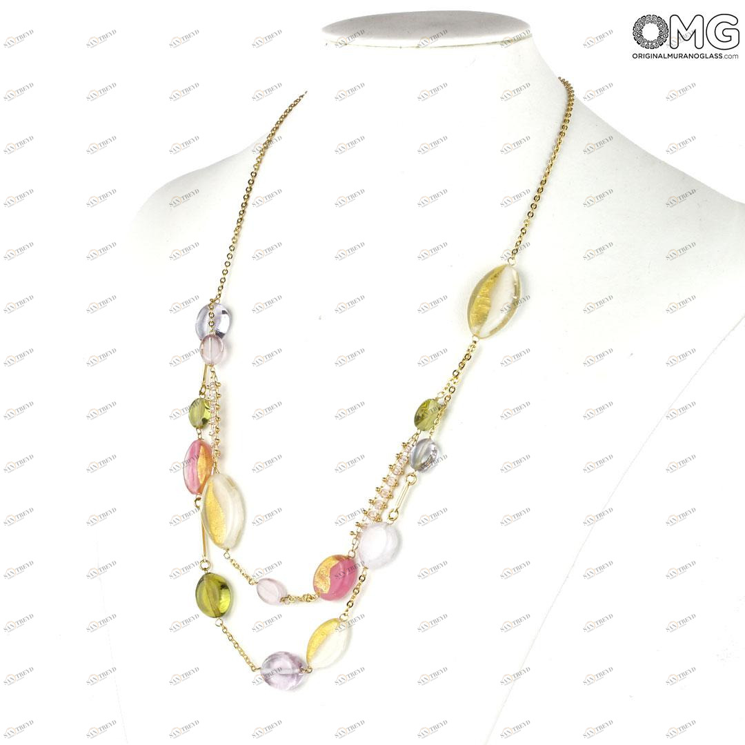 3834 ORIGINALMURANOGLASS Колье Роза - Коллекция Antica Murrina - муранское стекло OMG 60 см 