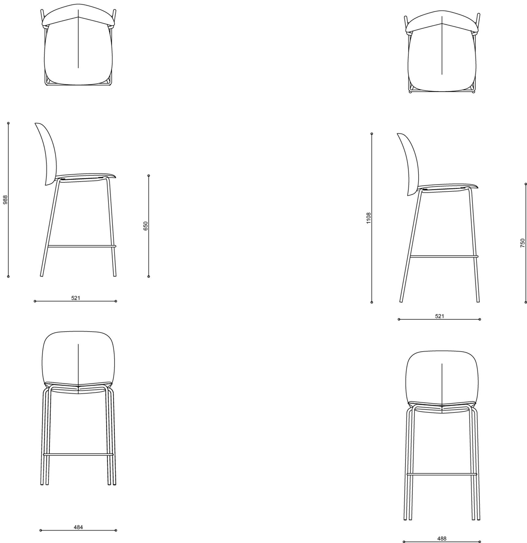 Переработанный пластиковый высокий стул с подставкой для ног S-CAB Mentha ARCH-00002524 - Вид №11