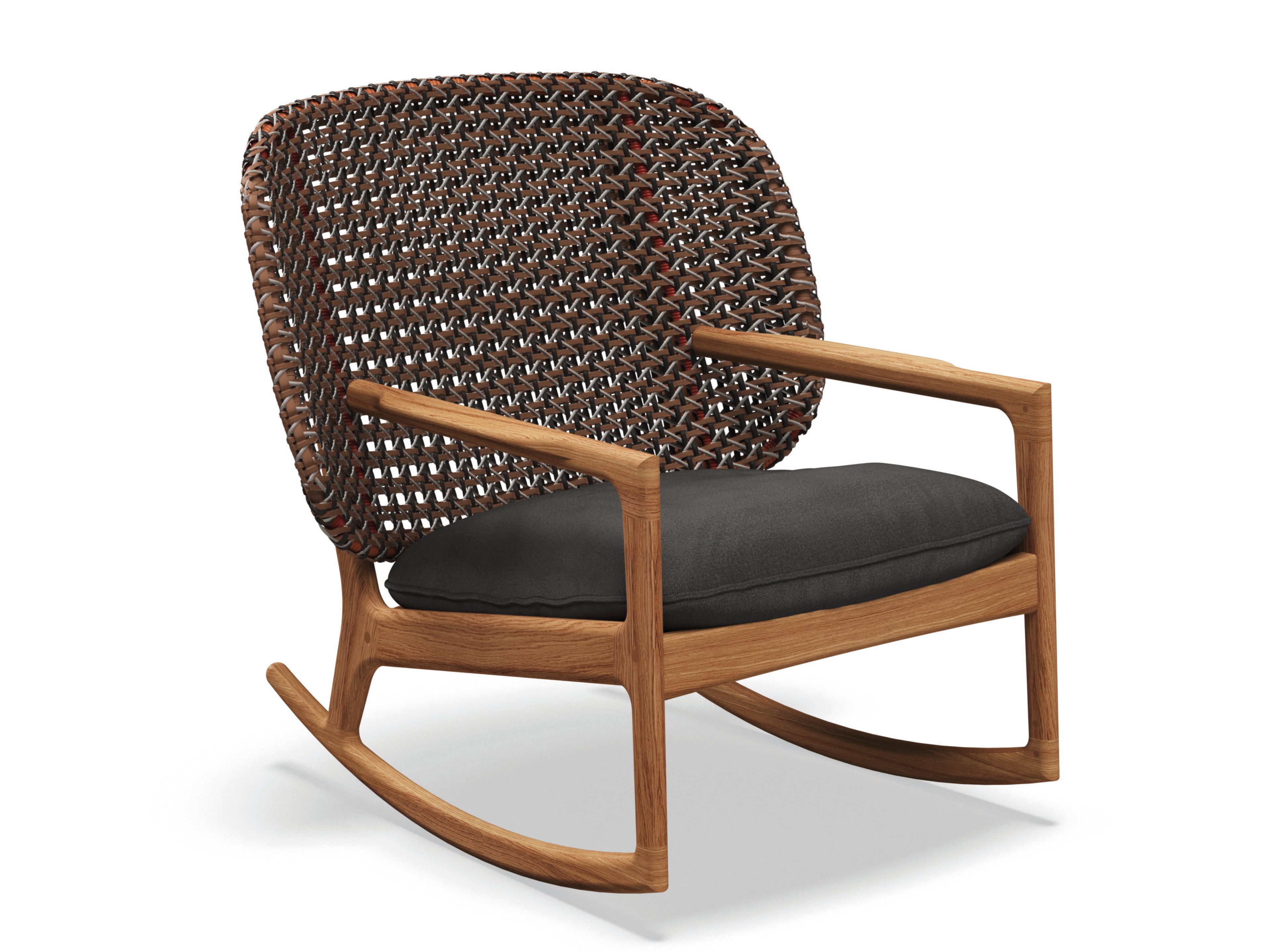 Плетеное кресло-качалка из тикового дерева с подлокотниками Gloster ARCH-00002857