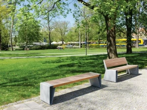 mmcité1 Скамья из стали и дерева без спинки Radium