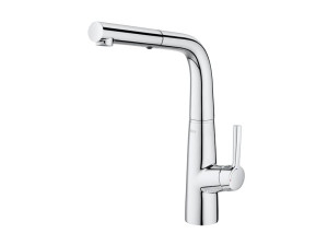 Смеситель для кухни из хромированной латуни со съемным ручным душем