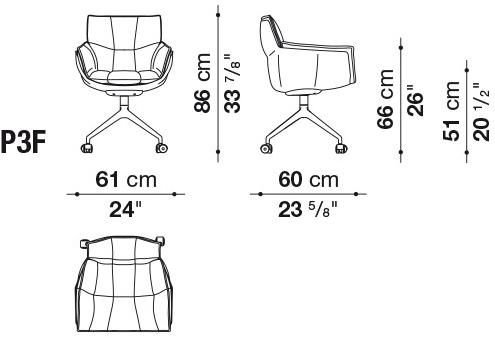 B&B Italia Стул из ткани с подлокотниками на колесиках Husk sun-id-1499717 - Вид №3