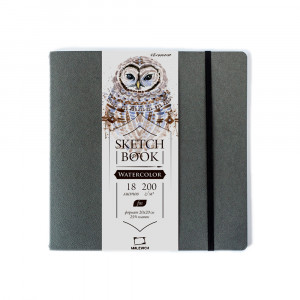 401457 Скетчбук для акварели "Shammy" 200 г/м2 20 х 20 см мягкий переплет 18 л. серый Малевичъ