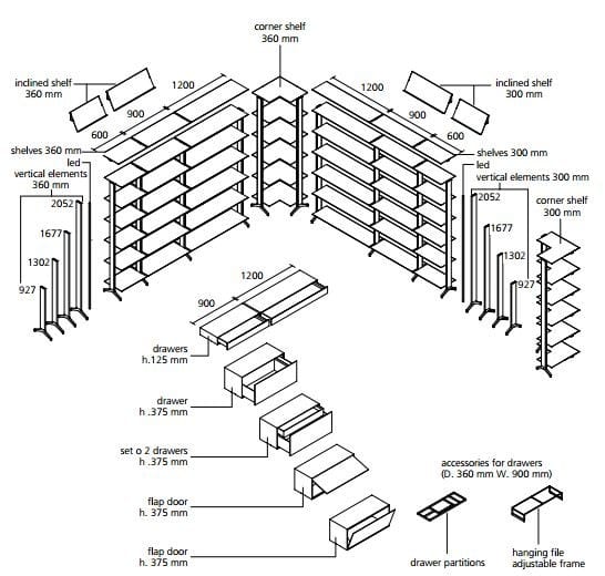 Алюминиевый модульный книжный шкаф Alias Aline ARCH-00107696 - Вид №4