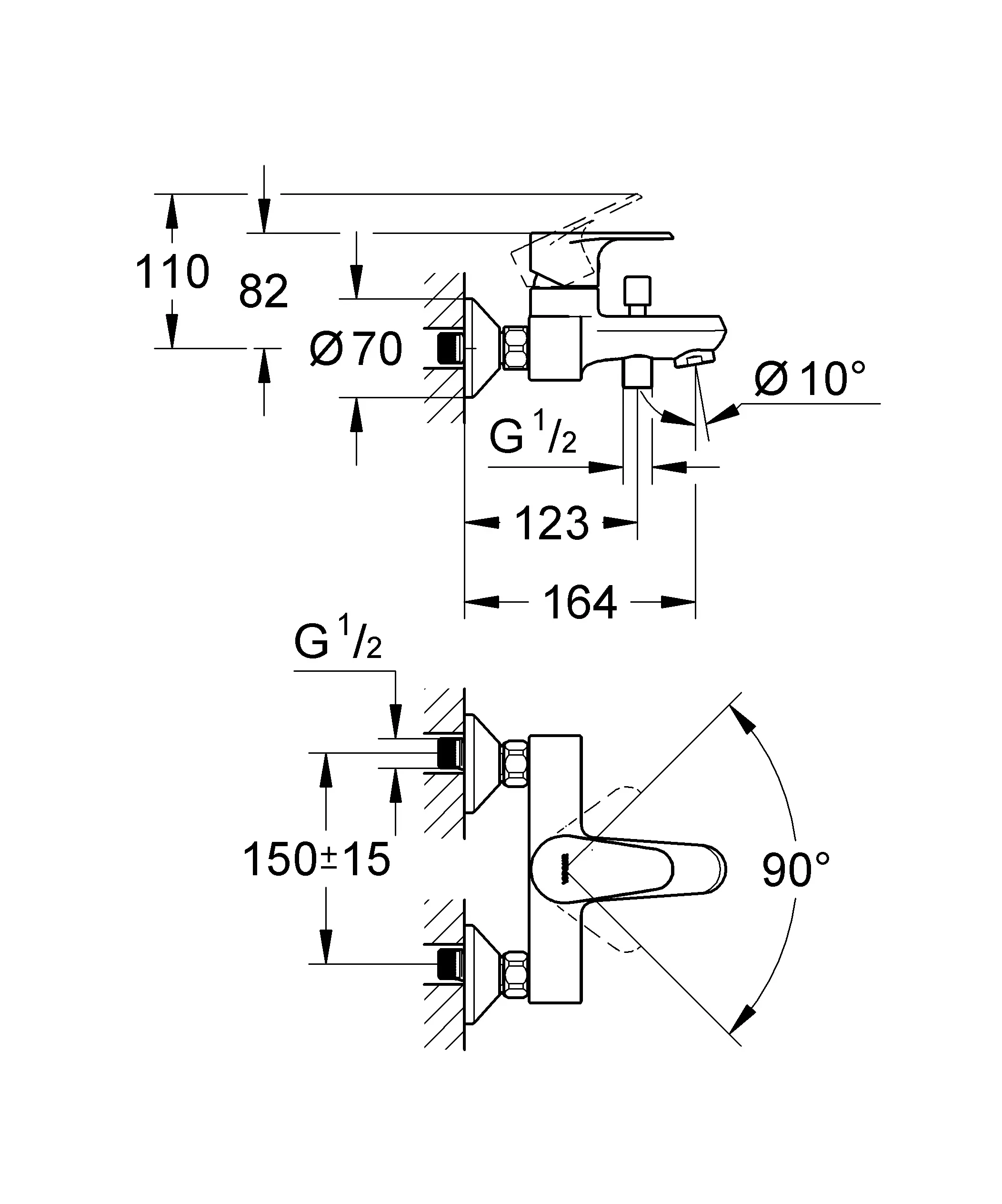Смеситель для ванны Vigour by GROHE, хром (75144026) - Вид №1