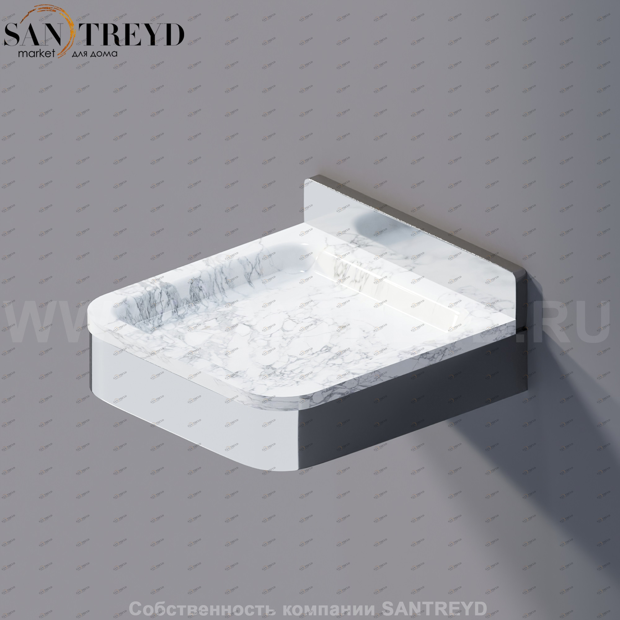 Agape MEMORY Мыльница из белого мрамора в хромированном каркасе AMEM851AMC