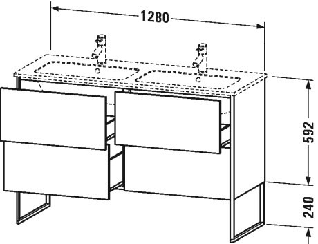 XS444904747 XSquare Тумбочка напольная Каменно-синий глянцевый лак Duravit - Вид №1