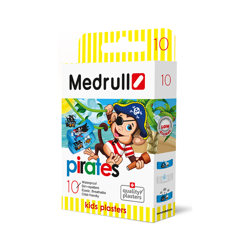 09 Лейкопластырь детский в стрипах "Pirates" Medrull 