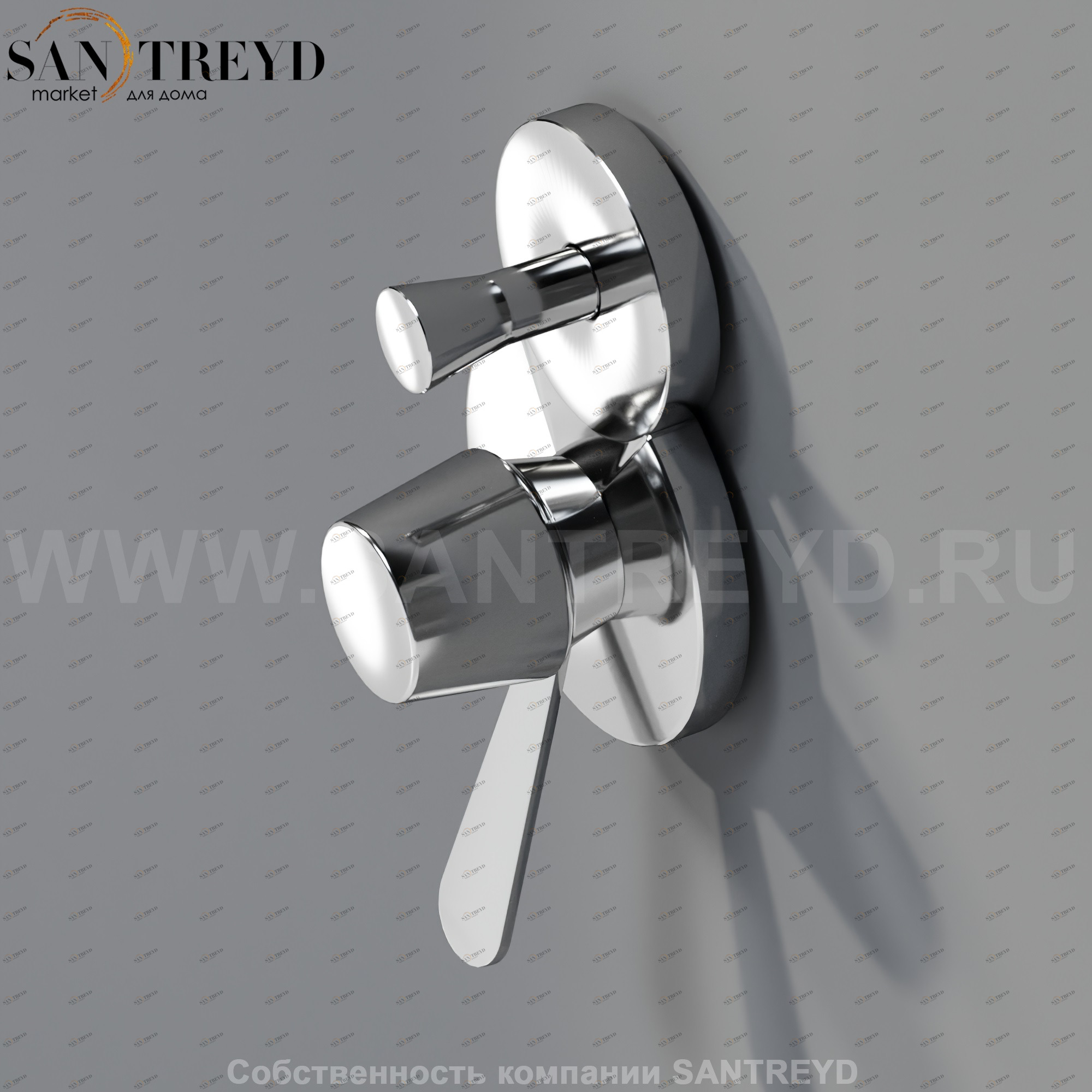 Встроенный однорычажный термостатический смеситель с ручкой и девиатором CRUB0921LES FEZ хромированный Agape CRUB0921LS