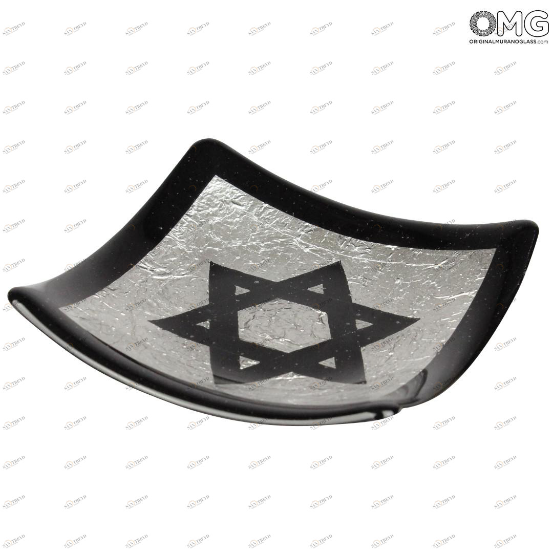 2828 ORIGINALMURANOGLASS Декоративное блюдце Давид - серебряное украшение - Original Murano Glass OMG 12 см 