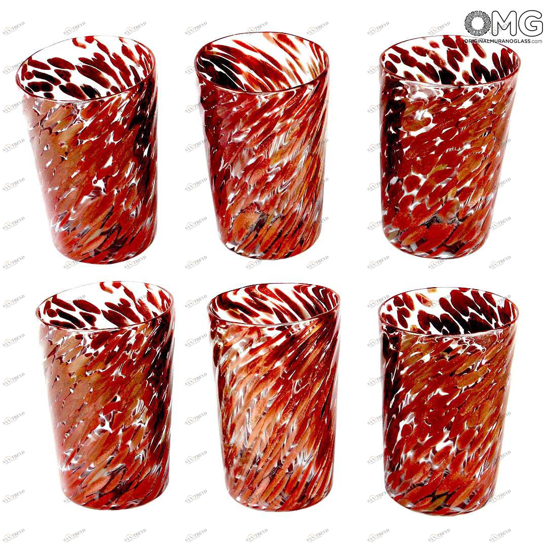 2937 ORIGINALMURANOGLASS Набор из 6 стаканов - Пламя форначе - Original Murano Glass OMG 7 см 