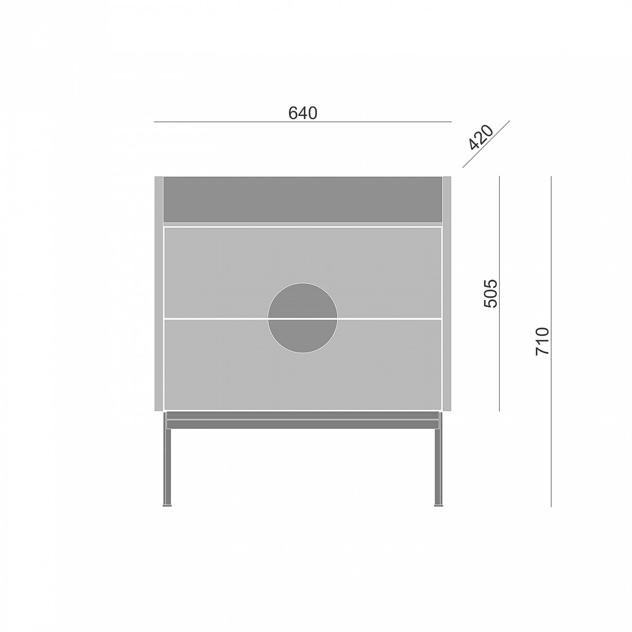 Тумба высокая деревянная 71х64 см черная Alto Yellow BRAGIN DESIGN LIVING 00-3862460 Серый;черный - Вид №1