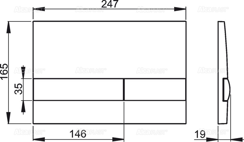 Кнопка управления для скрытых систем инсталляции, белый/черный ALCAPLAST M17108 - Вид №4