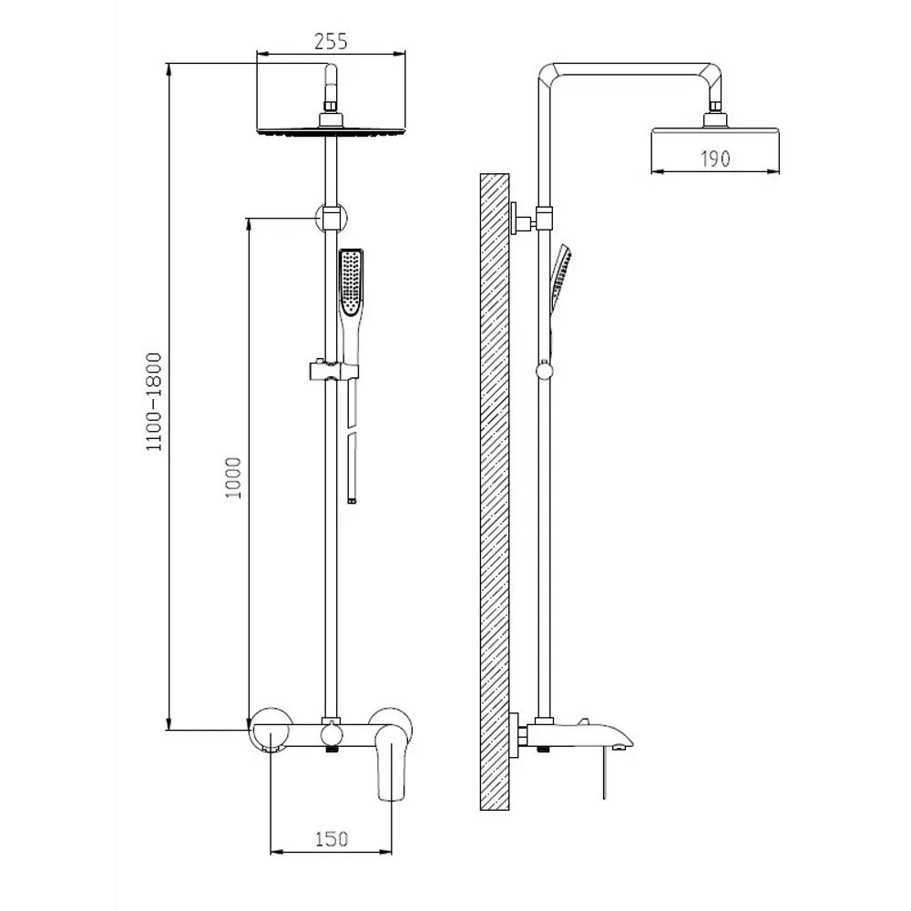 Душевая стойка Esko ST2020 со смесителем цвет черный STLM-2047622 - Вид №5