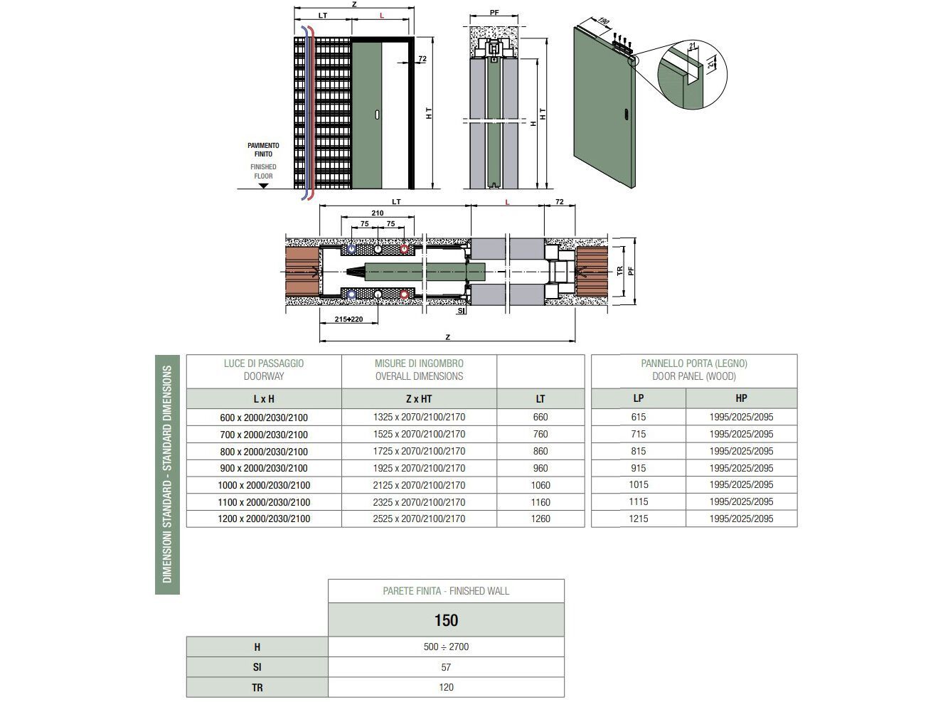 Подрамник для раздвижных дверей с проходом для труб PROTEK® Magic Box® ARCH-00057357 - Вид №1