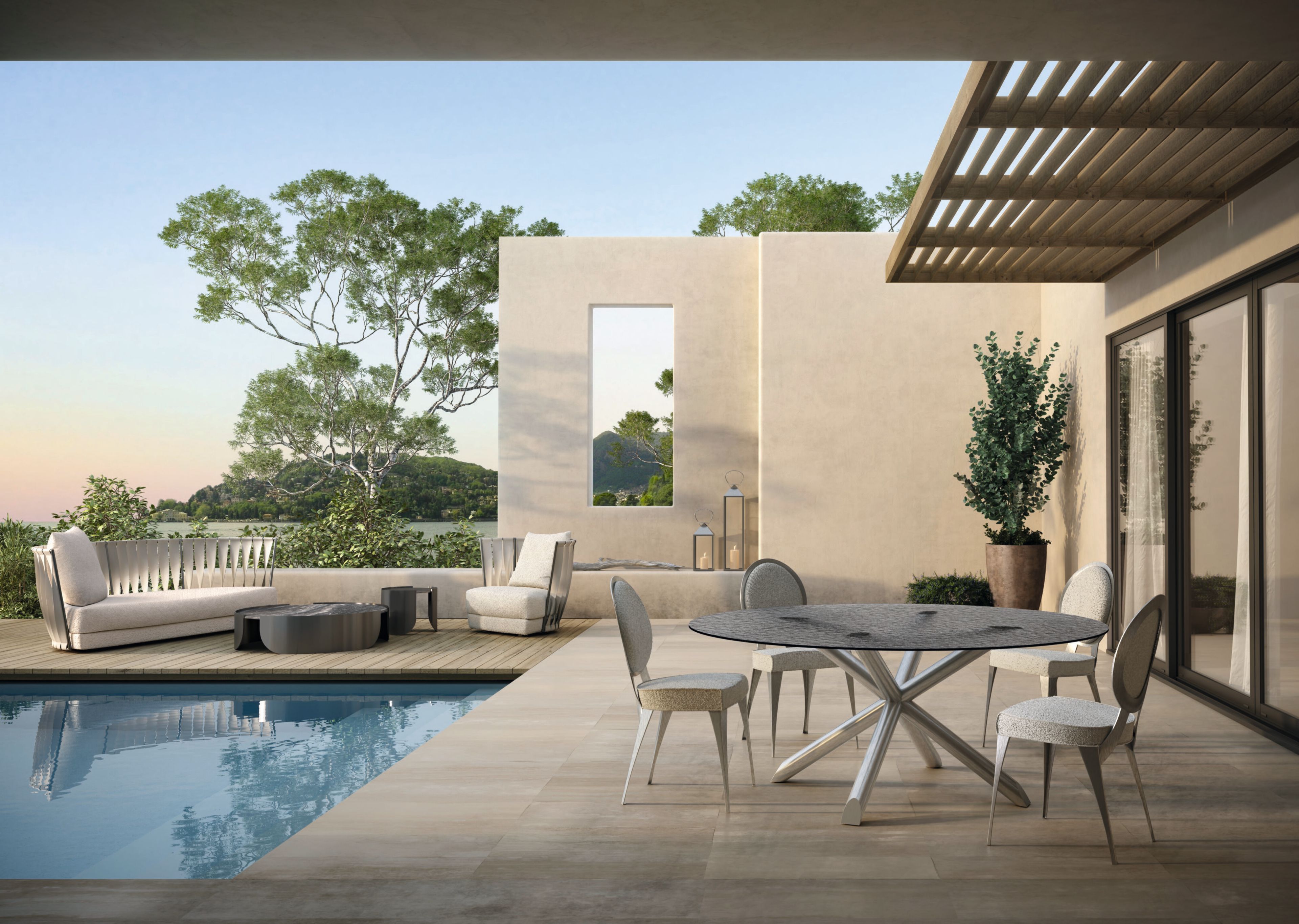 Круглый стол для сада из металла и мрамора Cantori Atenae ARCH-00116489 - Вид №3