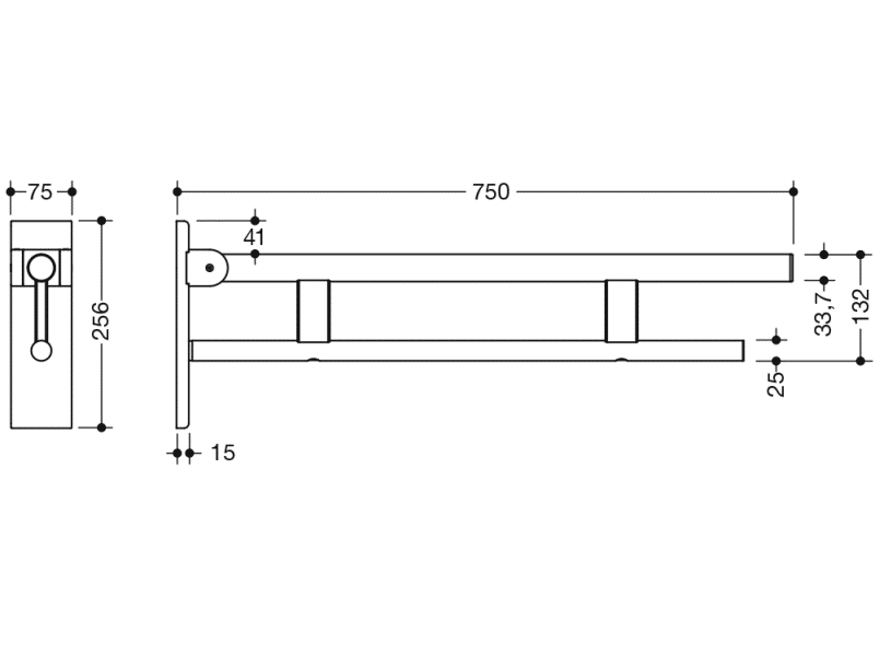 900.50.16040 Опорная рейка Duo, исполнение b HEWI Stützen  - Вид №1