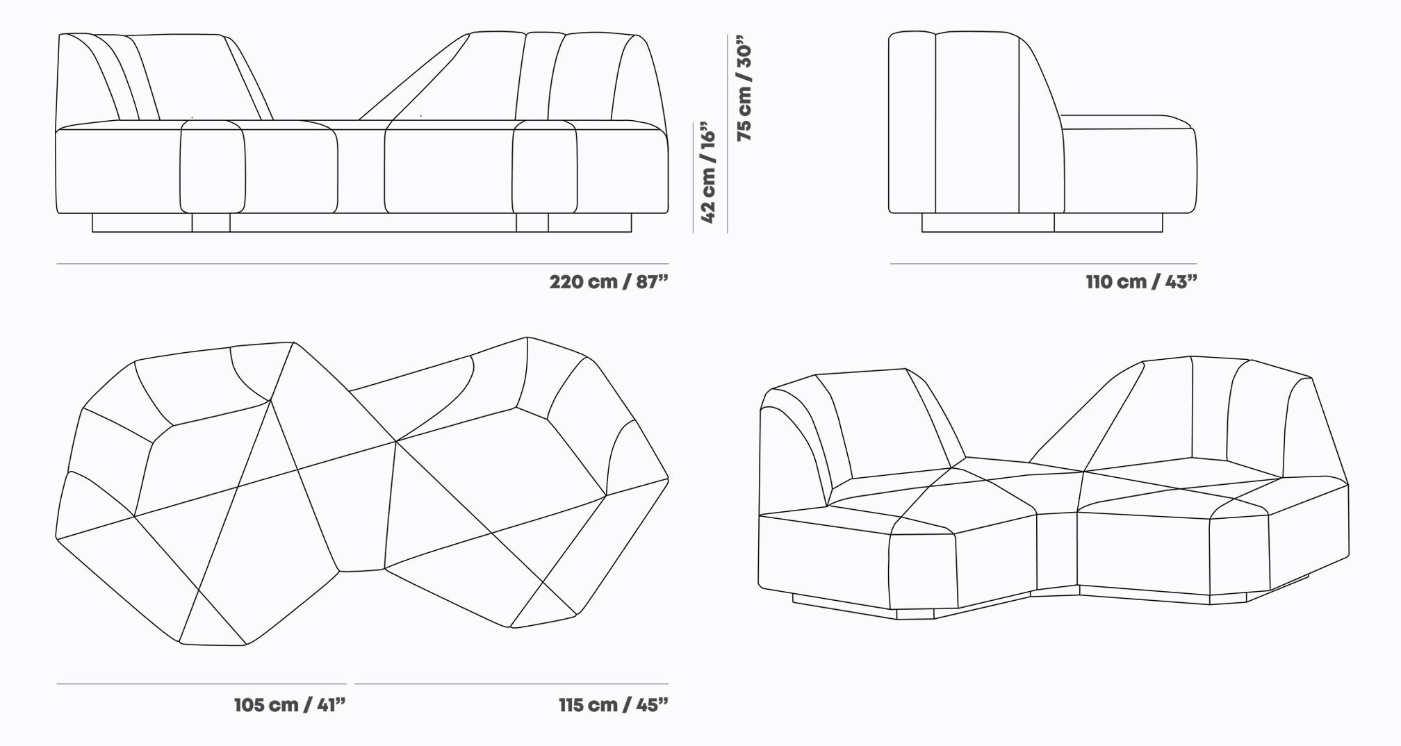 3-местный тканевый диван FID Paris Crystal ARCH-00041264 - Вид №23