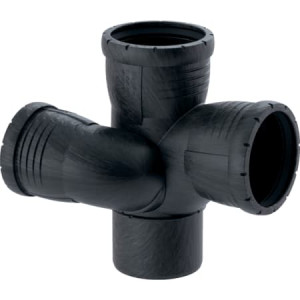 393.553.14.1 Крестовина Geberit Silent-Pro, правая со смещенным впуском и дополнительным отводом 87,5° Geberit